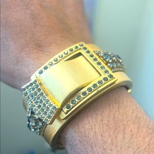 Gold and Silver Rhinestone Clasp Bracelet